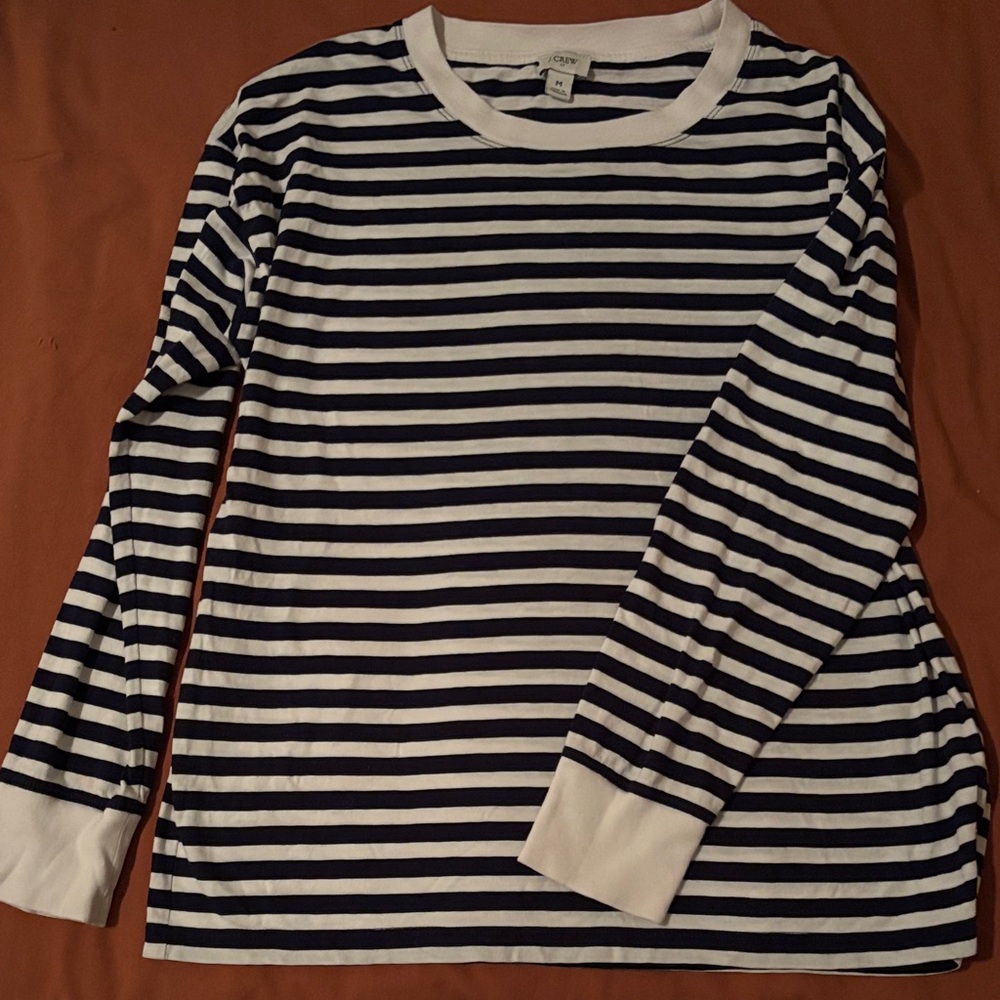 J. Crew Navy Striped Long Sleeve Shirt